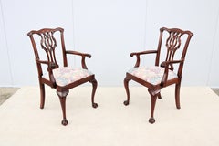 Traditional Classic Chippendale Style Mahogany Armchairs by Councill - a Pair