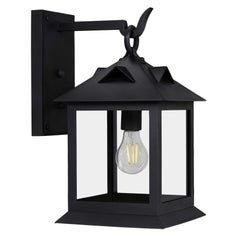 Traditional Classic Craftsman Style Wrought Iron Wall Mount Exterior Lantern