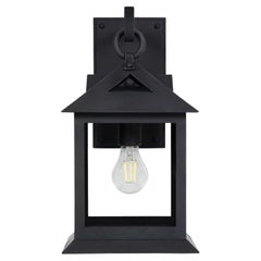 Traditional Classic Craftsman Style Wrought Iron Wall Mount Exterior Lantern
