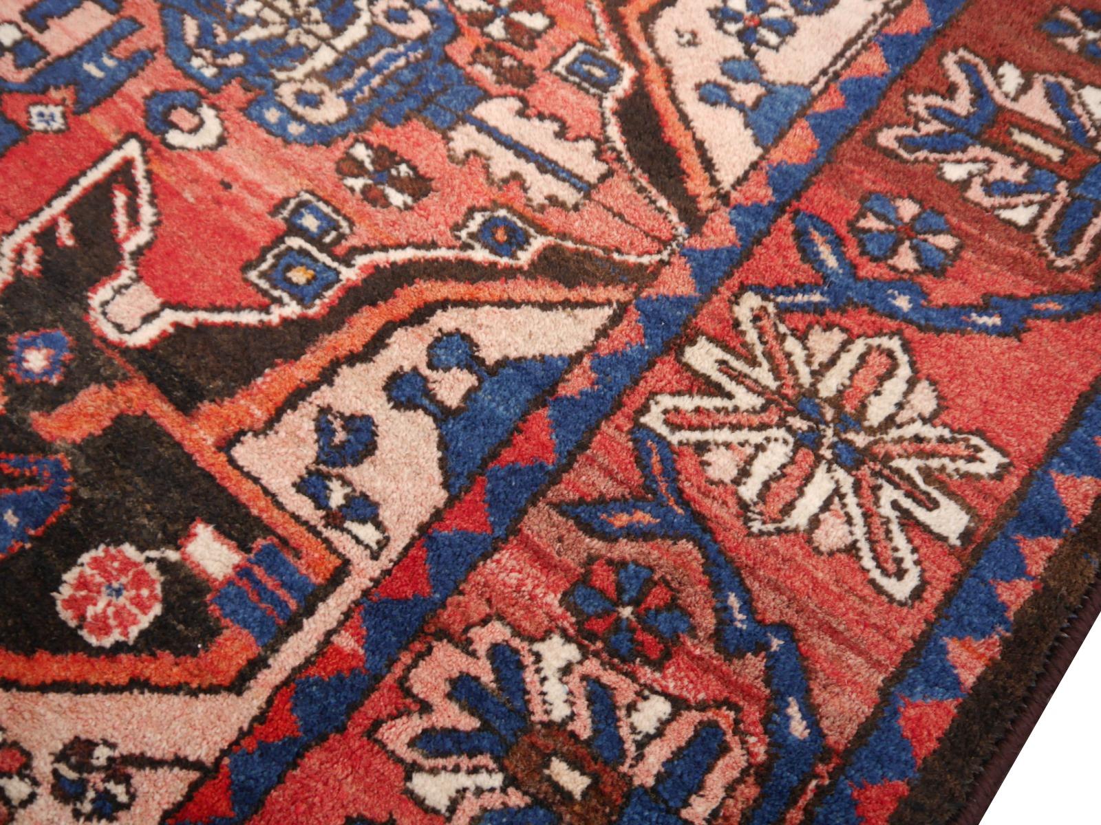 Traditioneller klassischer Vintage-Teppich Wolle handgeknüpft halb antiker Teppich Midcentury im Angebot 4