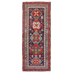 Traditional Colorful Early 20th Century Antique Karabagh Caucasian Runner