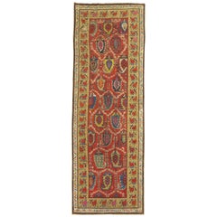 Traditional Colorful Early 20th Century Antique Karabagh Caucasian Runner