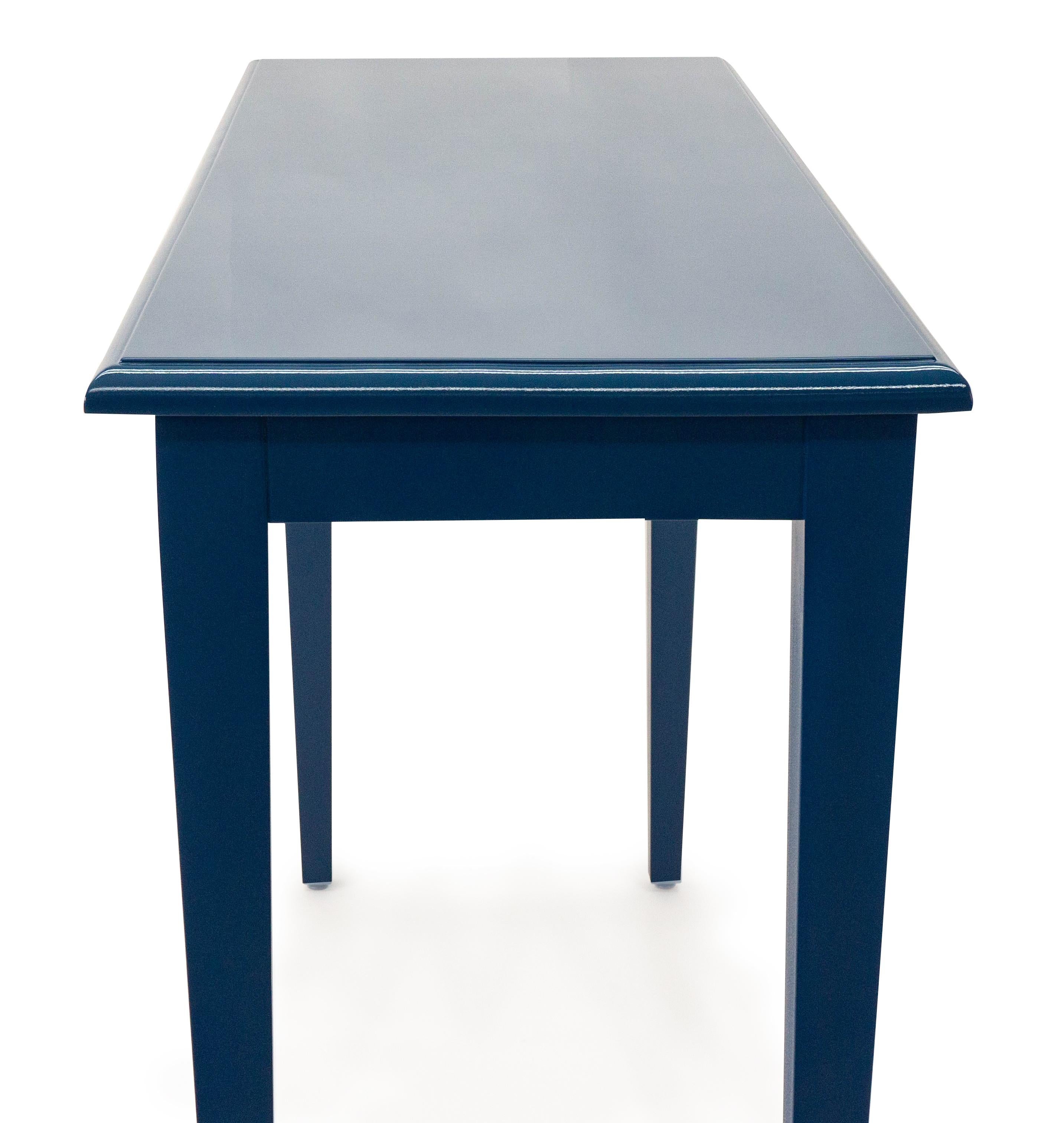 blue lacquer console table
