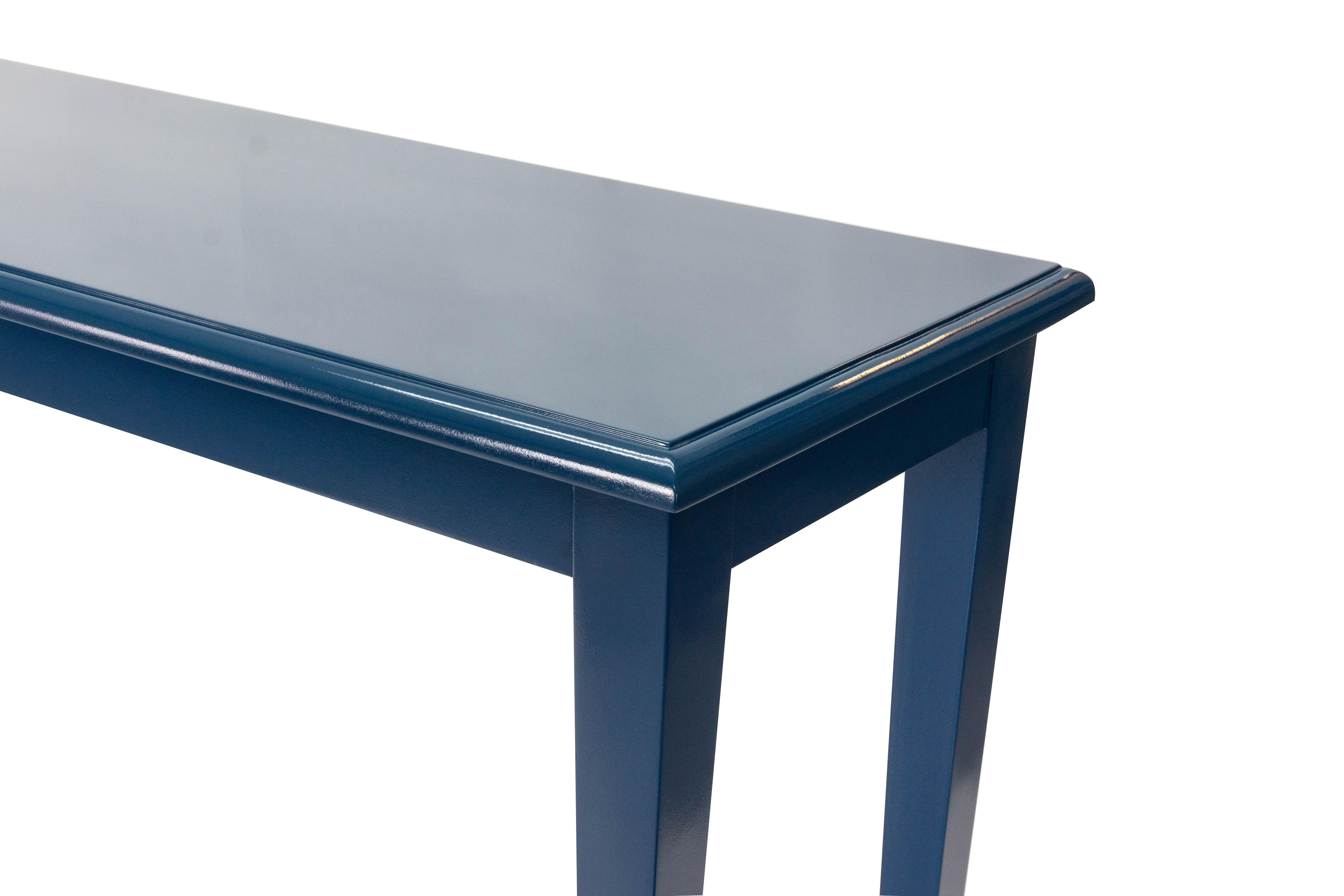 Country Traditional Console Table in Blue Lacquer