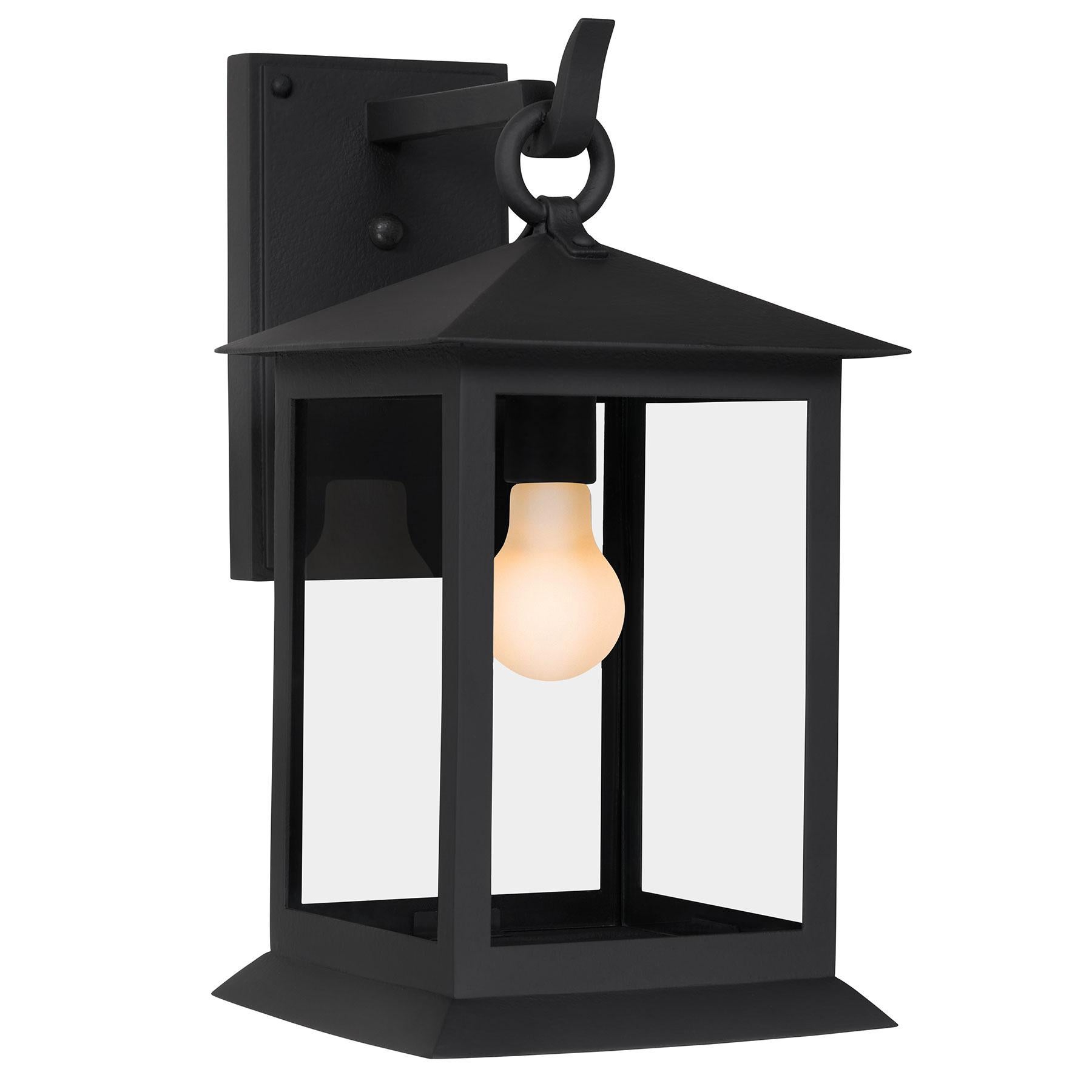 American Exterior Lighting Handmade Wrought Iron Outdoor Wall Sconce Lantern For Sale