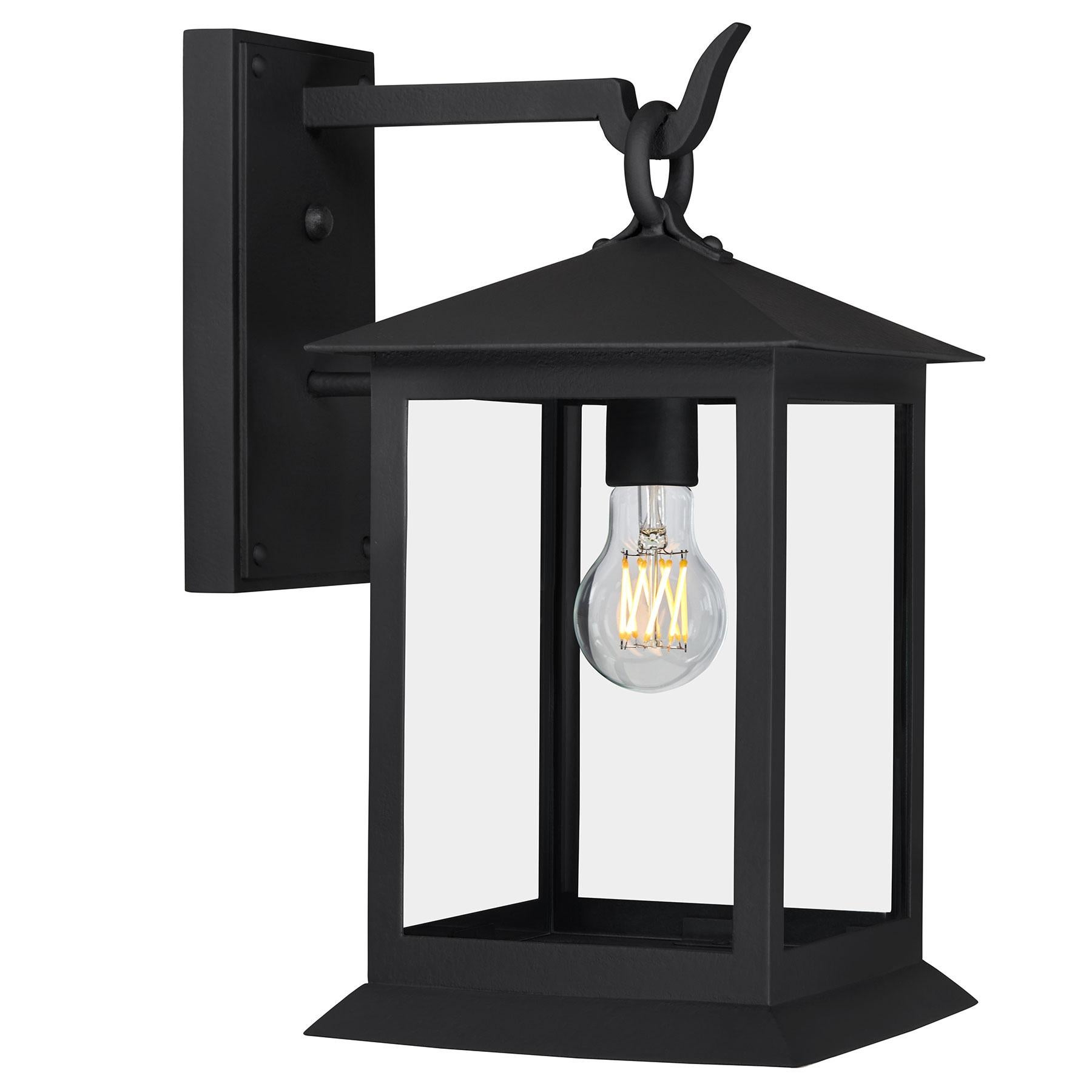 Forged Exterior Lighting Handmade Wrought Iron Outdoor Wall Sconce Lantern For Sale