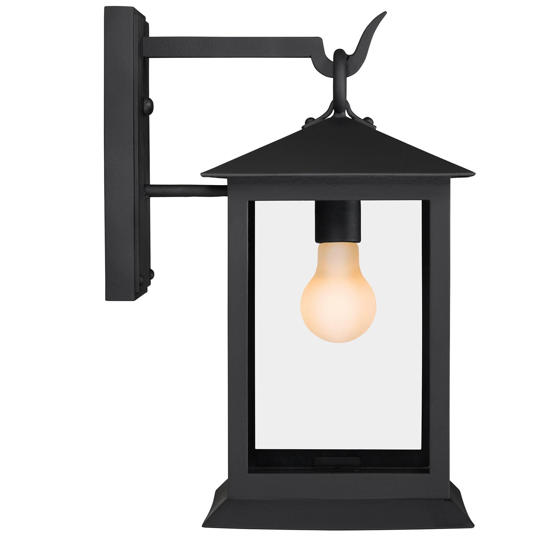 Cut Glass Exterior Lighting Handmade Wrought Iron Outdoor Wall Sconce Lantern For Sale