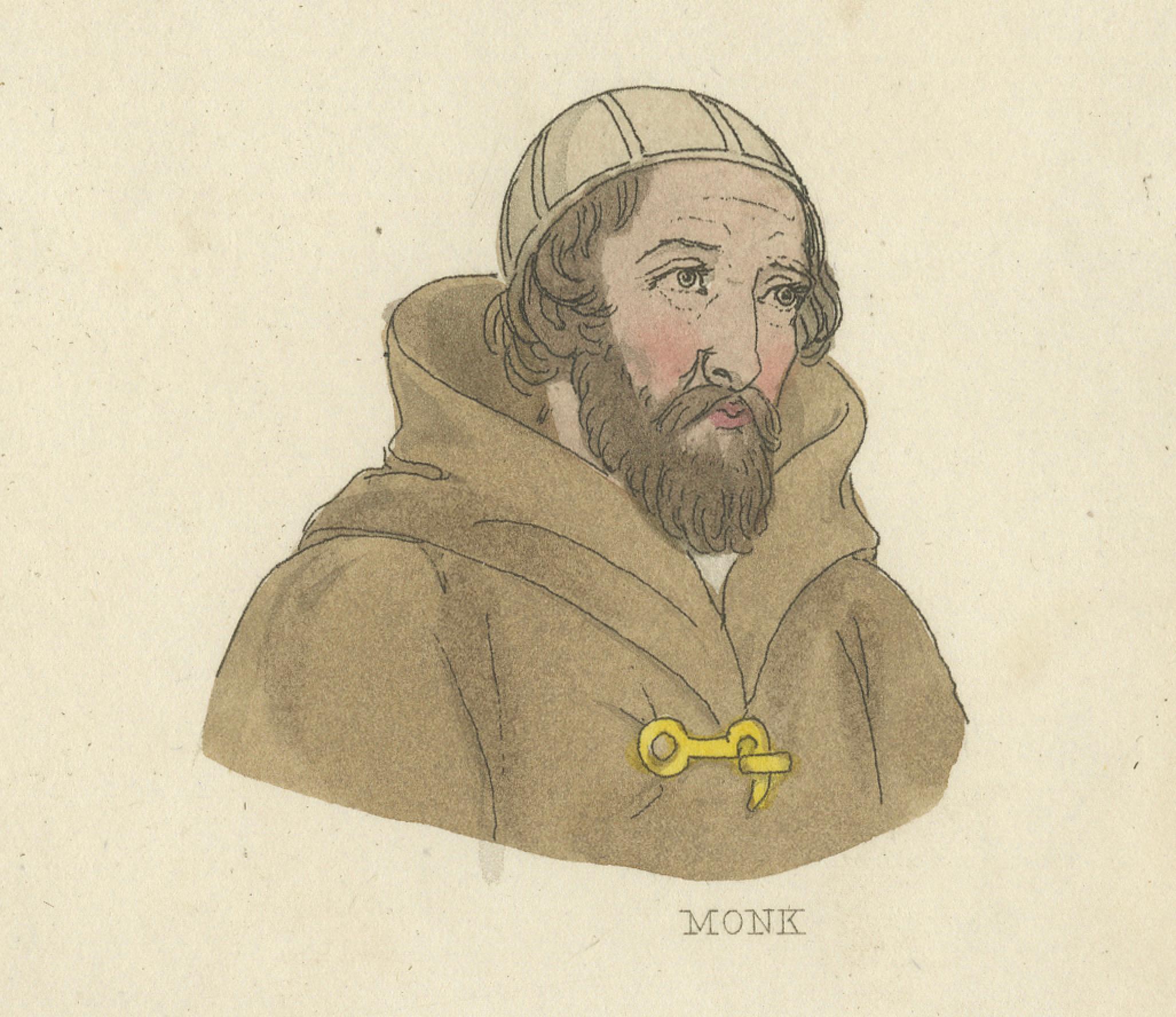 Costumes traditionnels de Frascati, Pérouse, Albano et des ordres monastiques - 1823

Cette lithographie coloriée à la main, étiquetée 