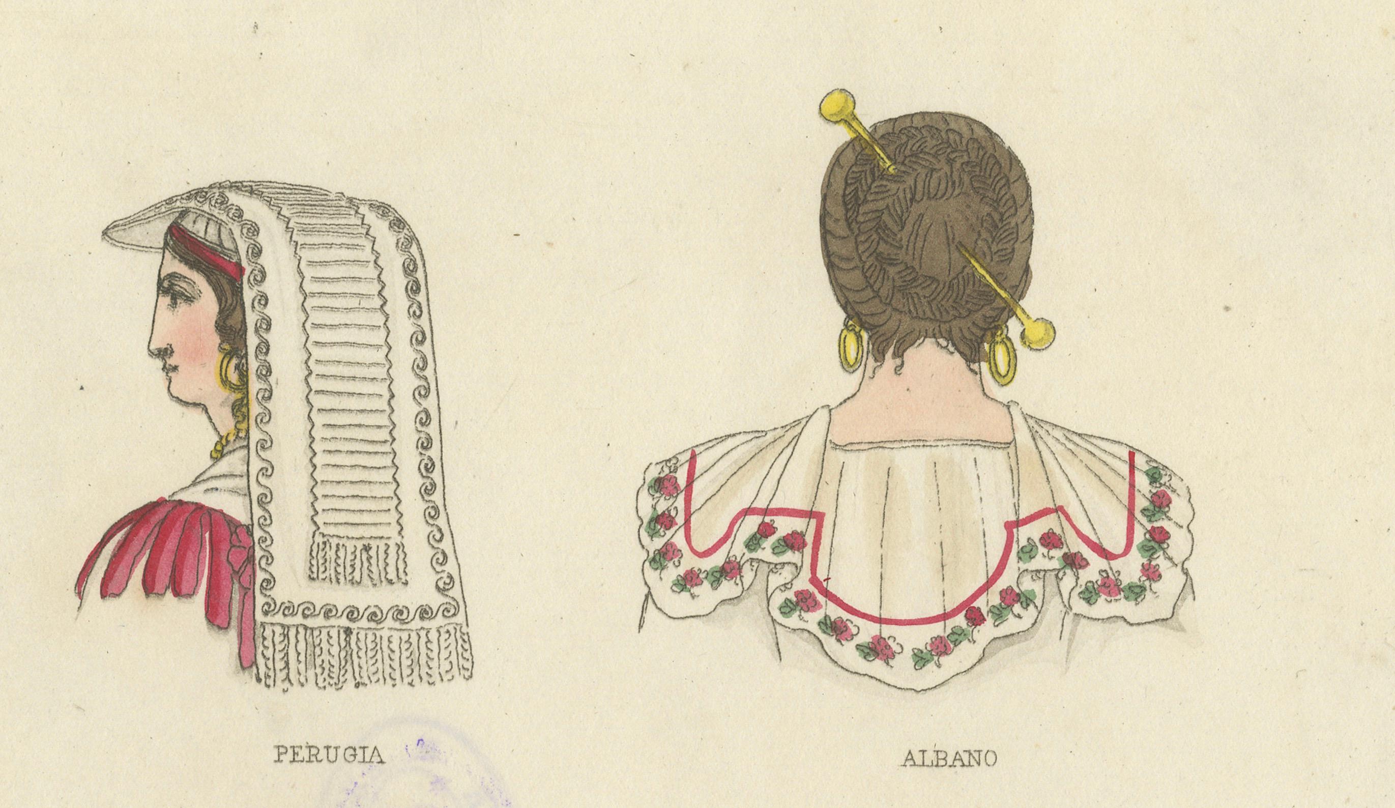 Costumes traditionnels de Frascati, Pérouse, Albano et des ordres monastiques - 1823 Bon état - En vente à Langweer, NL