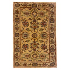 Traditional Cream, Purple, Green, Blue, and Red Persian Rug, Wool, 3
 x 5
