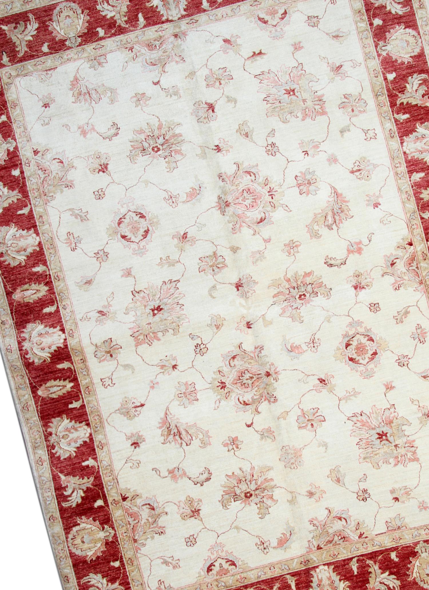 This rug is a Ziegler Sultanabad rug made on our looms by our master weavers in Afghanistan. It is handmade with all-natural veg dyes all hand-spun wool. The large-scale design makes Sultanabad regarded as the most appealing to European and American
