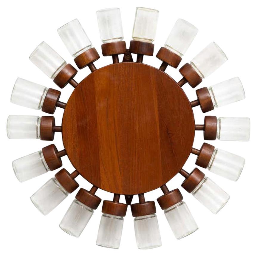 Traditionelle dänische Vintage Holz Gewürztopf Runde Display, um 1950