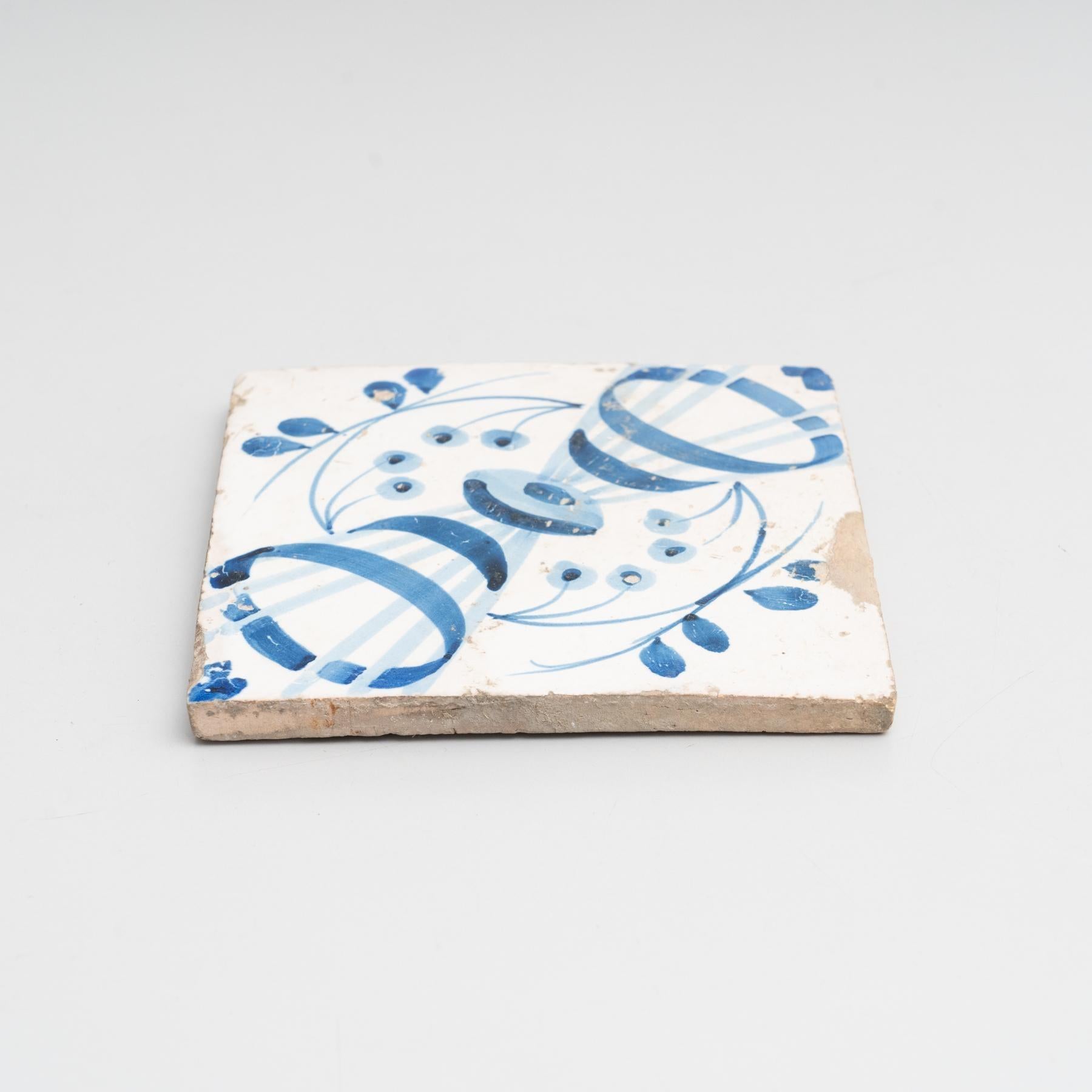 Jugendstil Traditional Decorative Modernist Ceramic Spanish Tile, circa 1940 For Sale