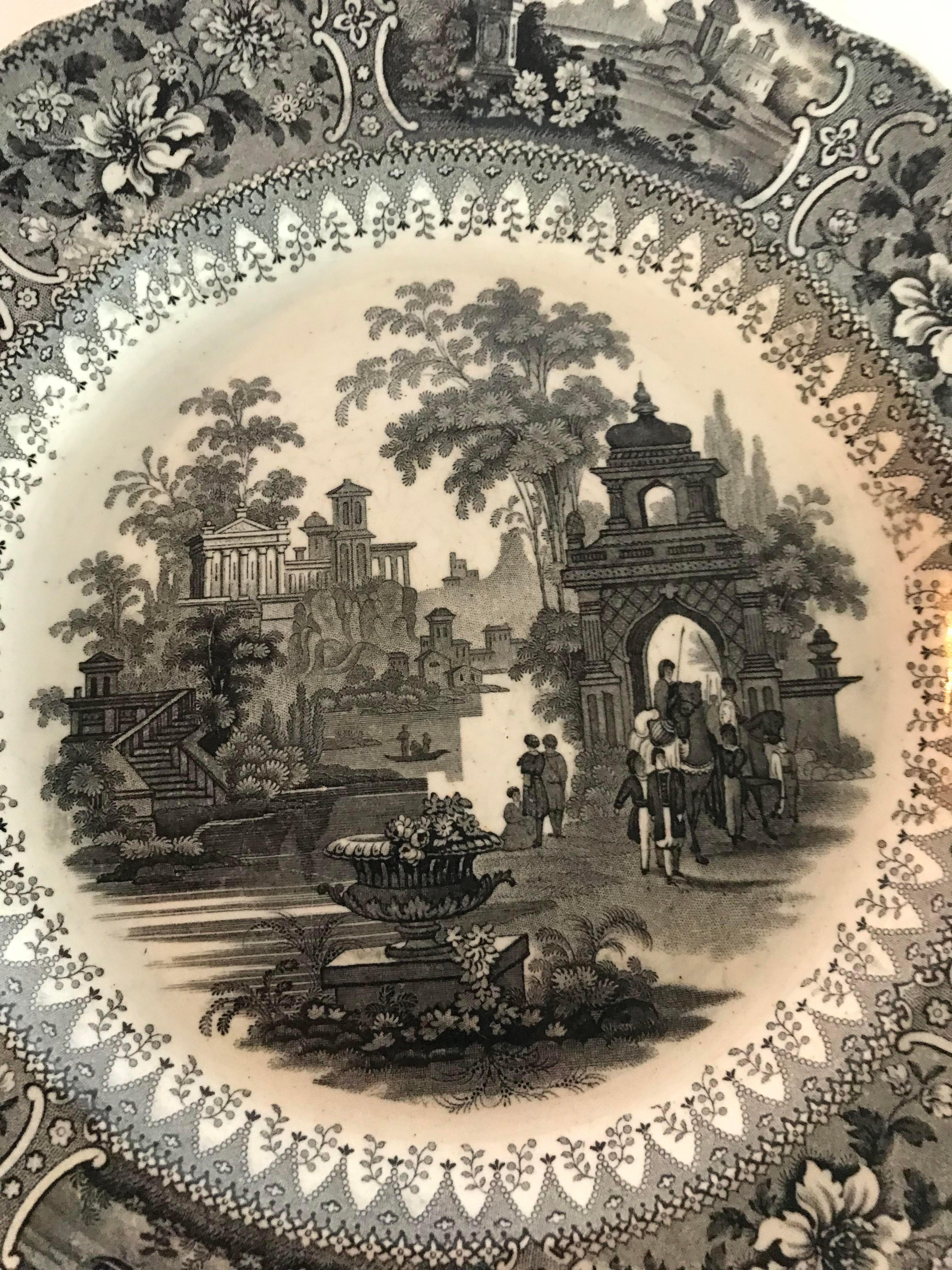 Transferware plate with a traditional scene. A great decorative piece! Perfect for your cabinet or wall