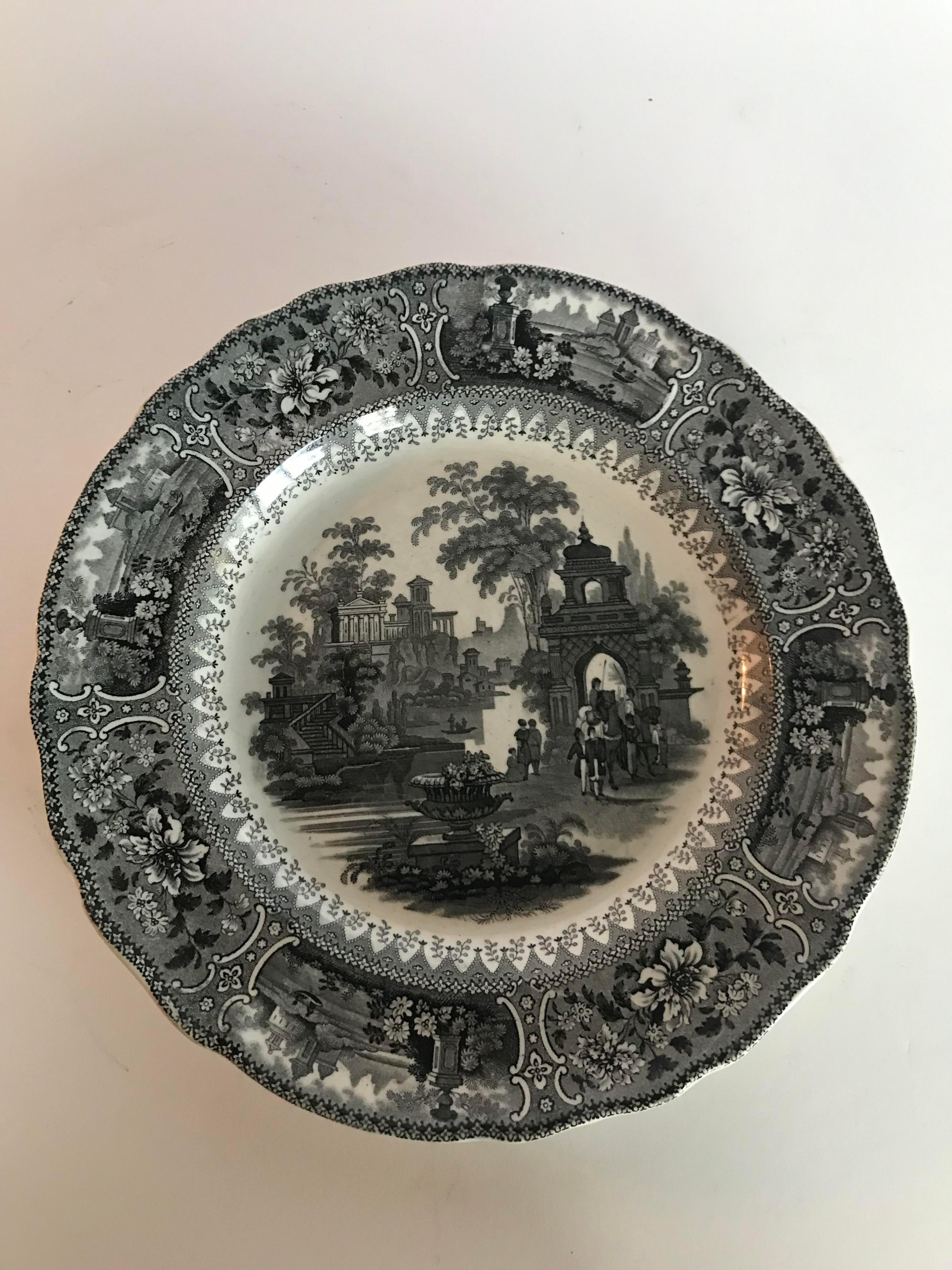 19th Century Traditional Decorative Transferware Plate For Sale
