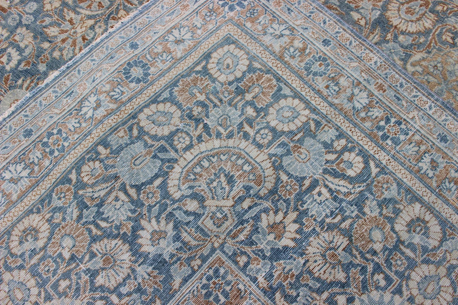 Antique Hand Knotted Persian Tabriz Rug with Intricate Floral Medallion  9