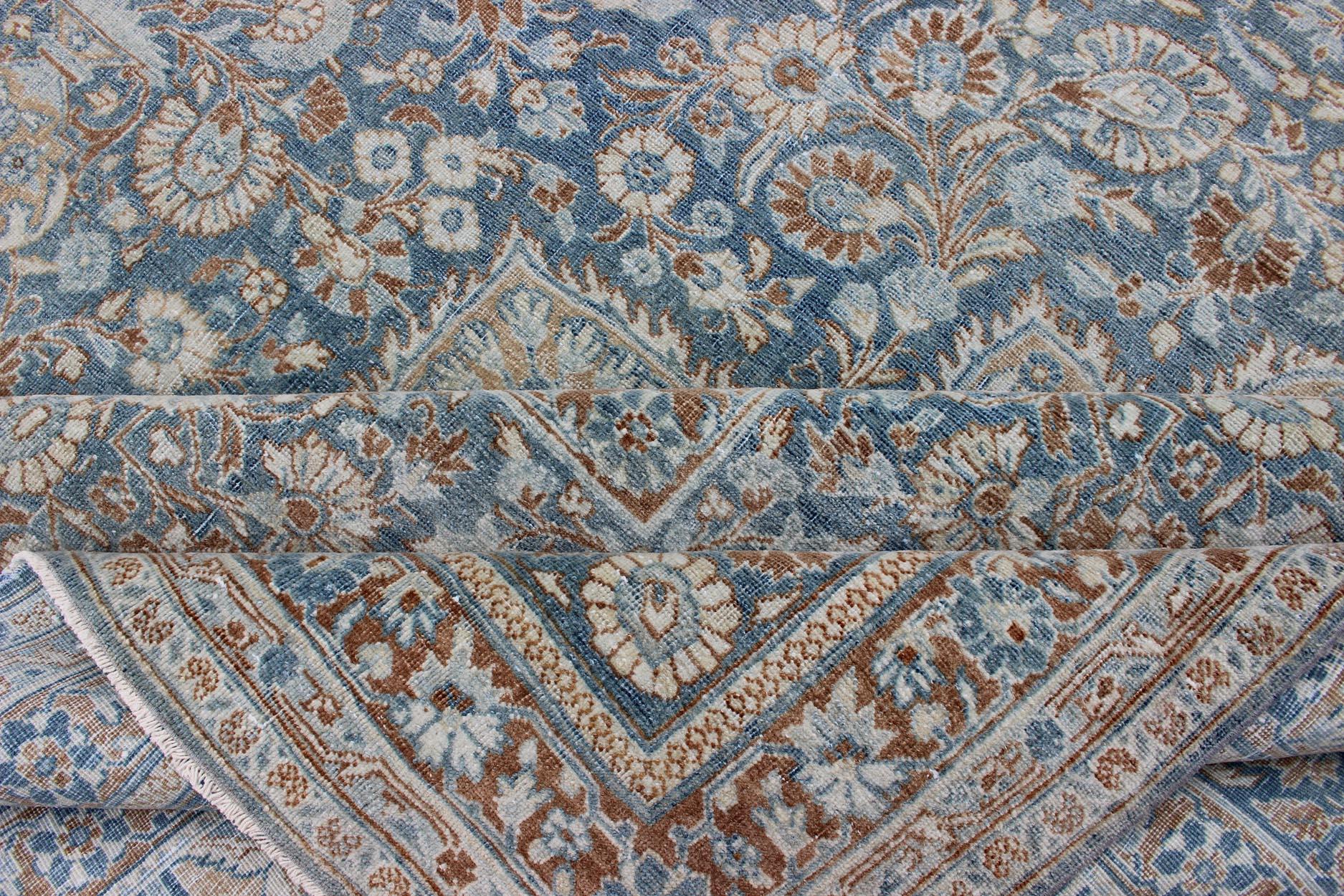Antique Hand Knotted Persian Tabriz Rug with Intricate Floral Medallion  8