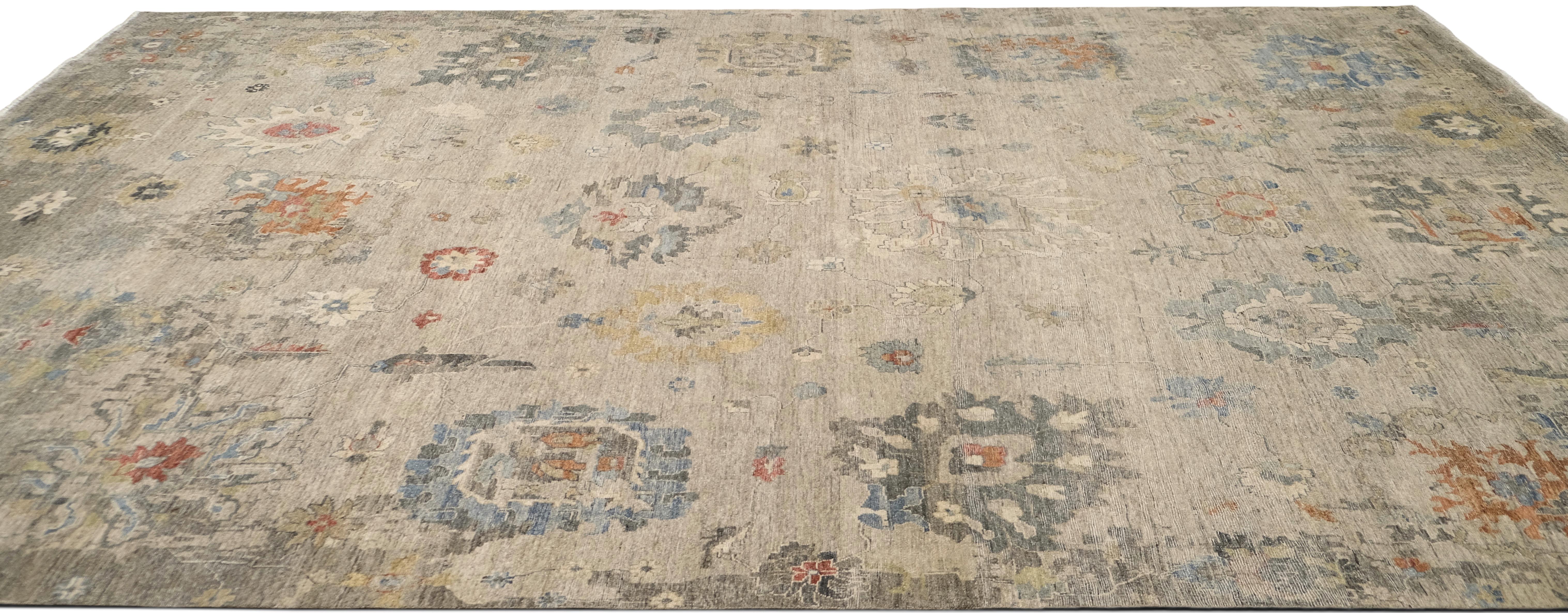 Traditioneller Wollteppich im Oushak-Stil im Distressed-Stil 9'x14'7'' (Handgeknüpft) im Angebot