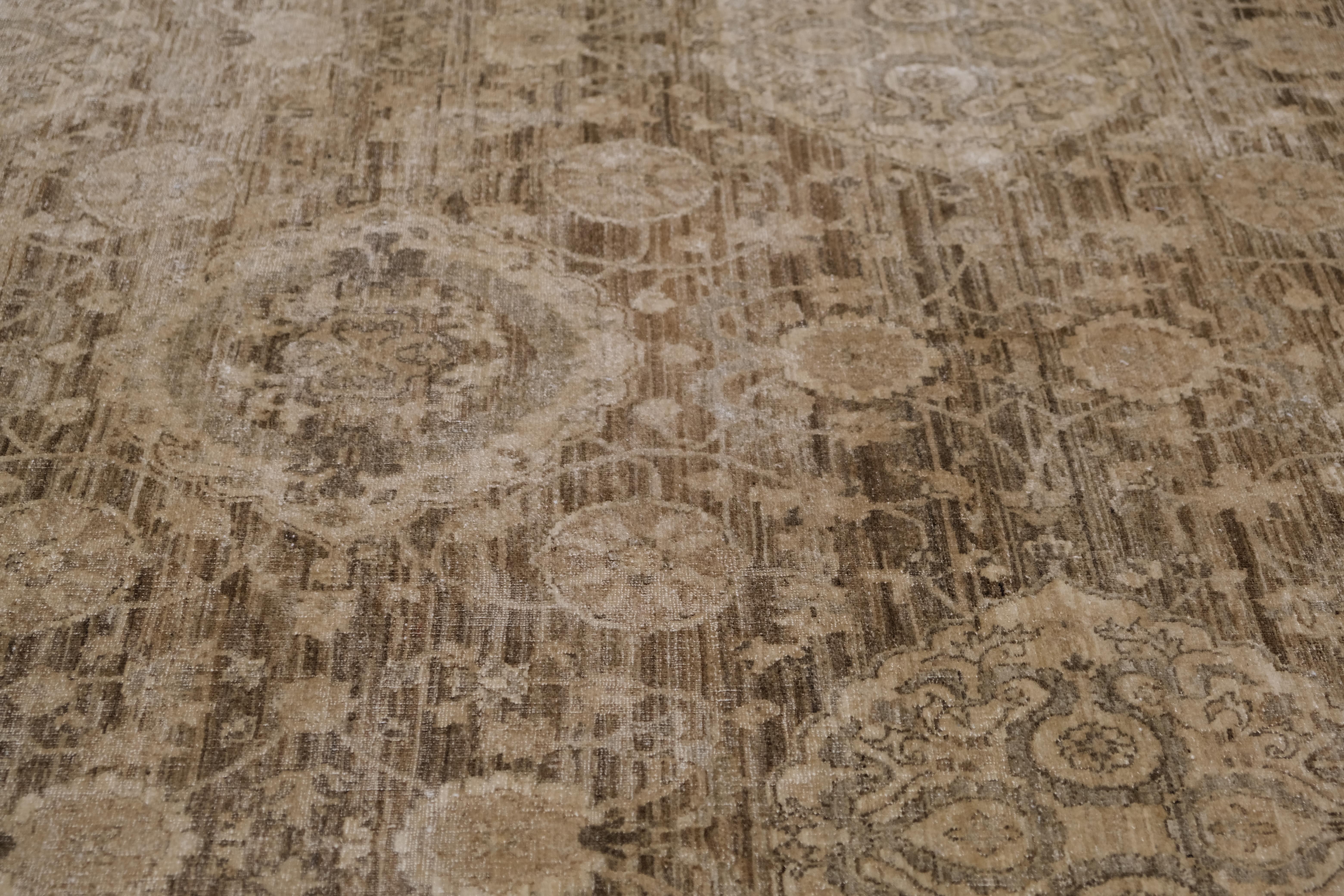 Pakistani Traditional Distressed Tonal Wool Rug 11'5''x13'9'' For Sale