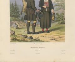 Traditional Dress from Surendal, Norway – Hunting Scene, 19th Century Print
