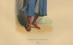Traditional Dress of Lou-Tohou Island Inhabitant in Asia, 1844 Lithograph