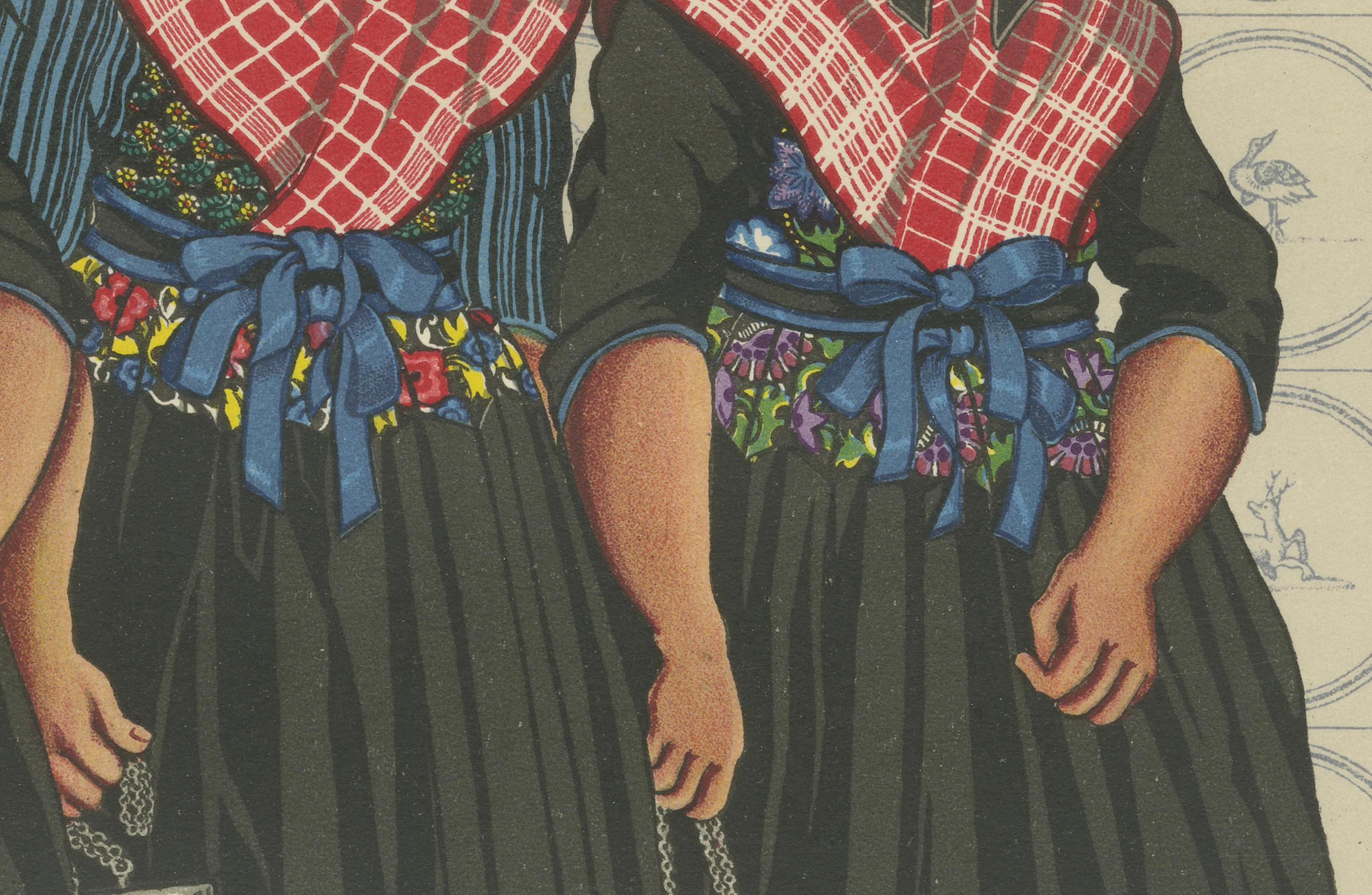 Stampa di costumi tradizionali olandesi - Staphorst e Rouveen, circa 1930 In condizioni buone in vendita a Langweer, NL