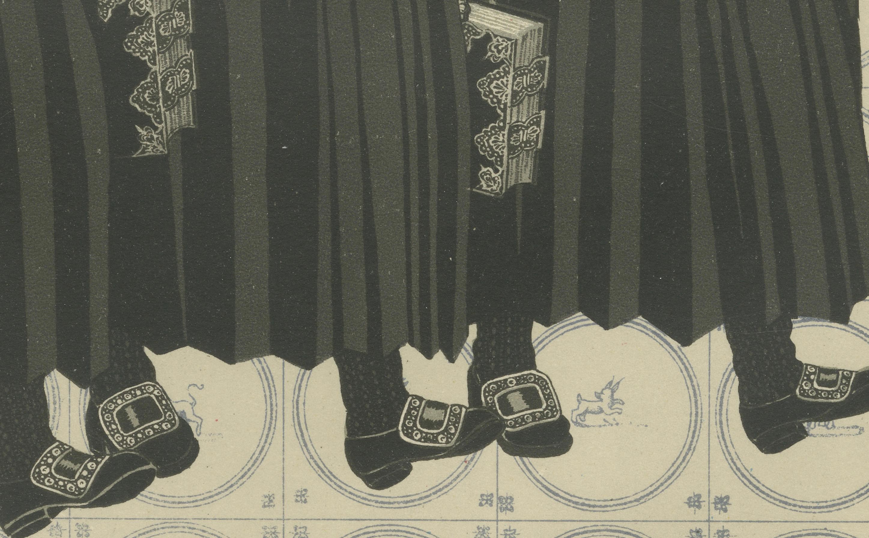 Metà XX secolo Stampa di costumi tradizionali olandesi - Staphorst e Rouveen, circa 1930 in vendita