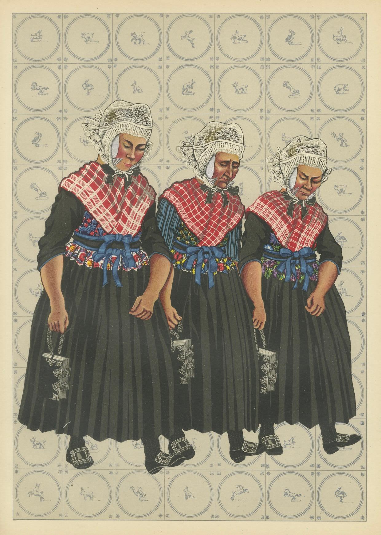 Stampa di costumi tradizionali olandesi - Staphorst e Rouveen, circa 1930 in vendita 2