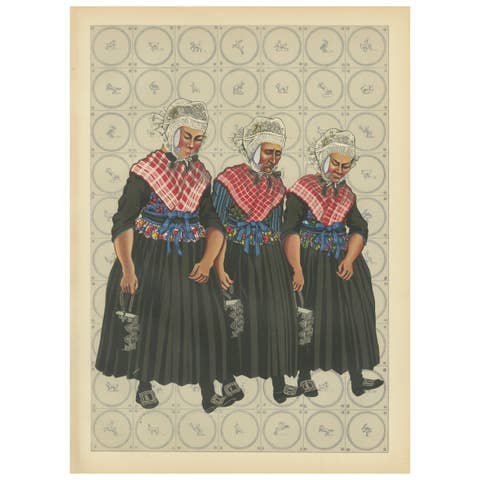Traditional Dutch Costume Print - Staphorst and Rouveen, circa 1930s