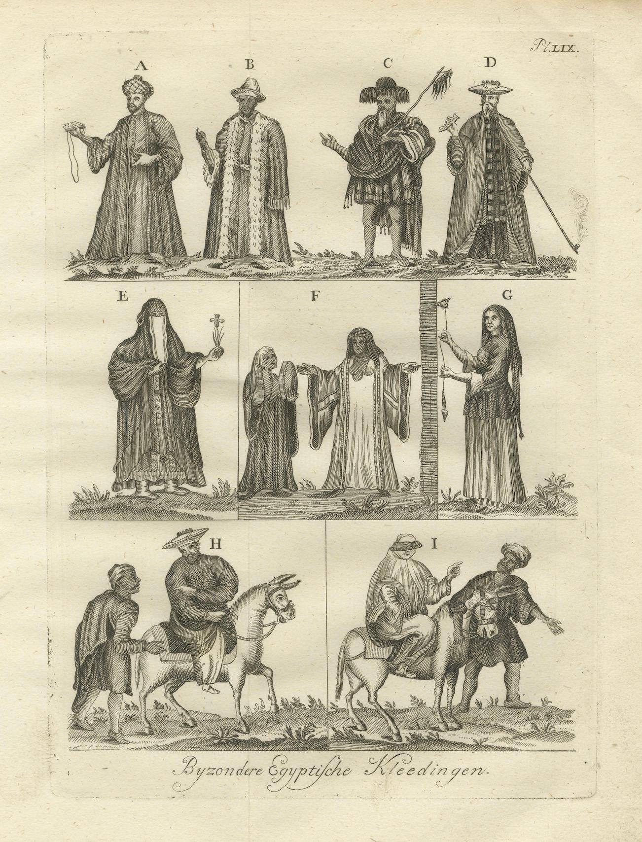Traditionelle ägyptische Kostüme - Ethnographischer Stich aus dem 18. Jahrhundert im Angebot 4