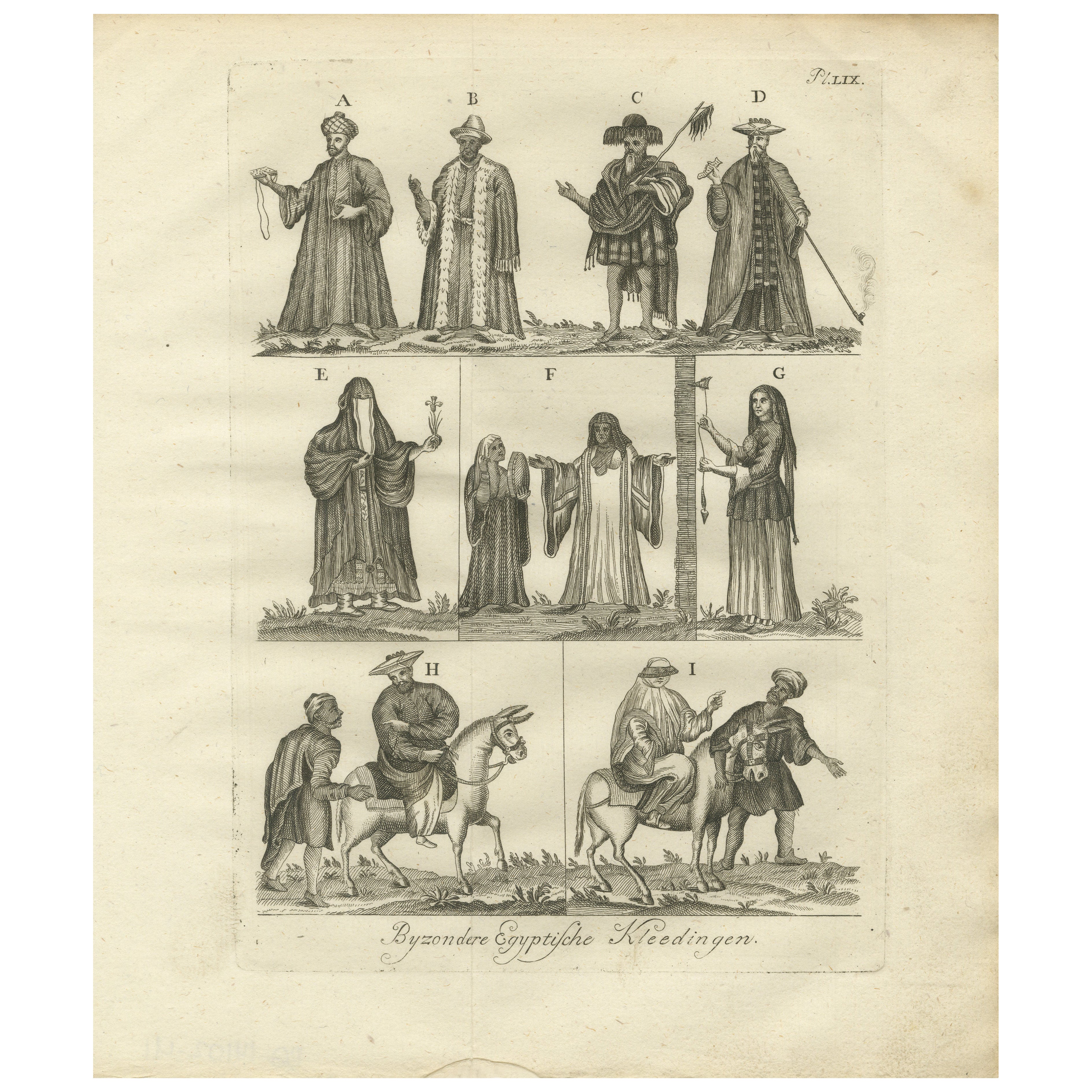 Traditional Egyptian Costumes – 18th-Century Ethnographic Engraving
