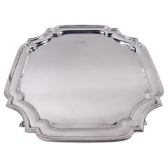 Traditional English Georgian Square Cartouche Salver Tray, 1930