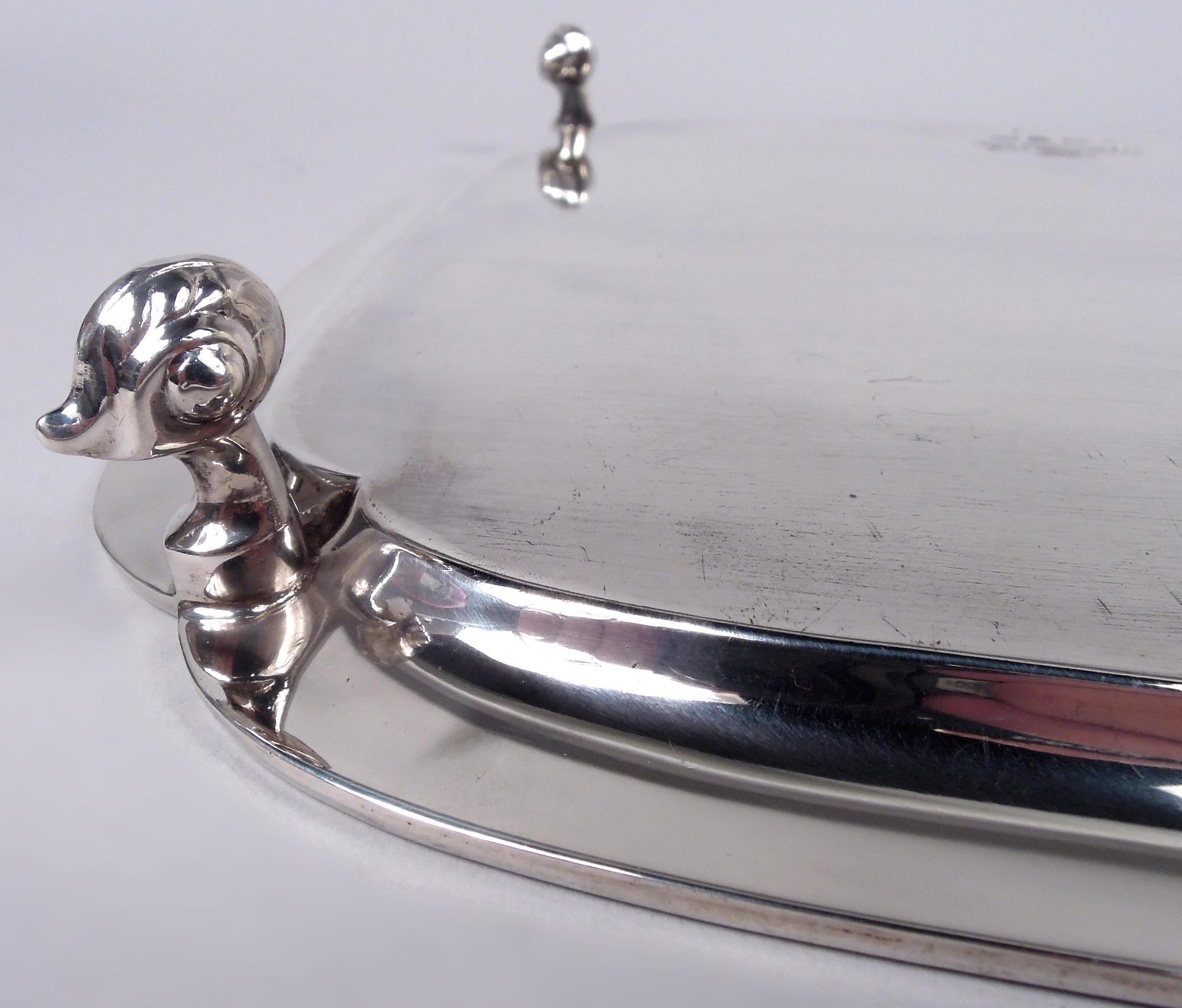 20th Century Traditional English Georgian Square Cartouche Salver Tray, 1950 For Sale