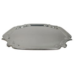 Traditional English Georgian Sterling Silver Cartouche Salver Tray