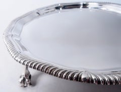 Traditional English Georgian Sterling Silver Salver, 1945