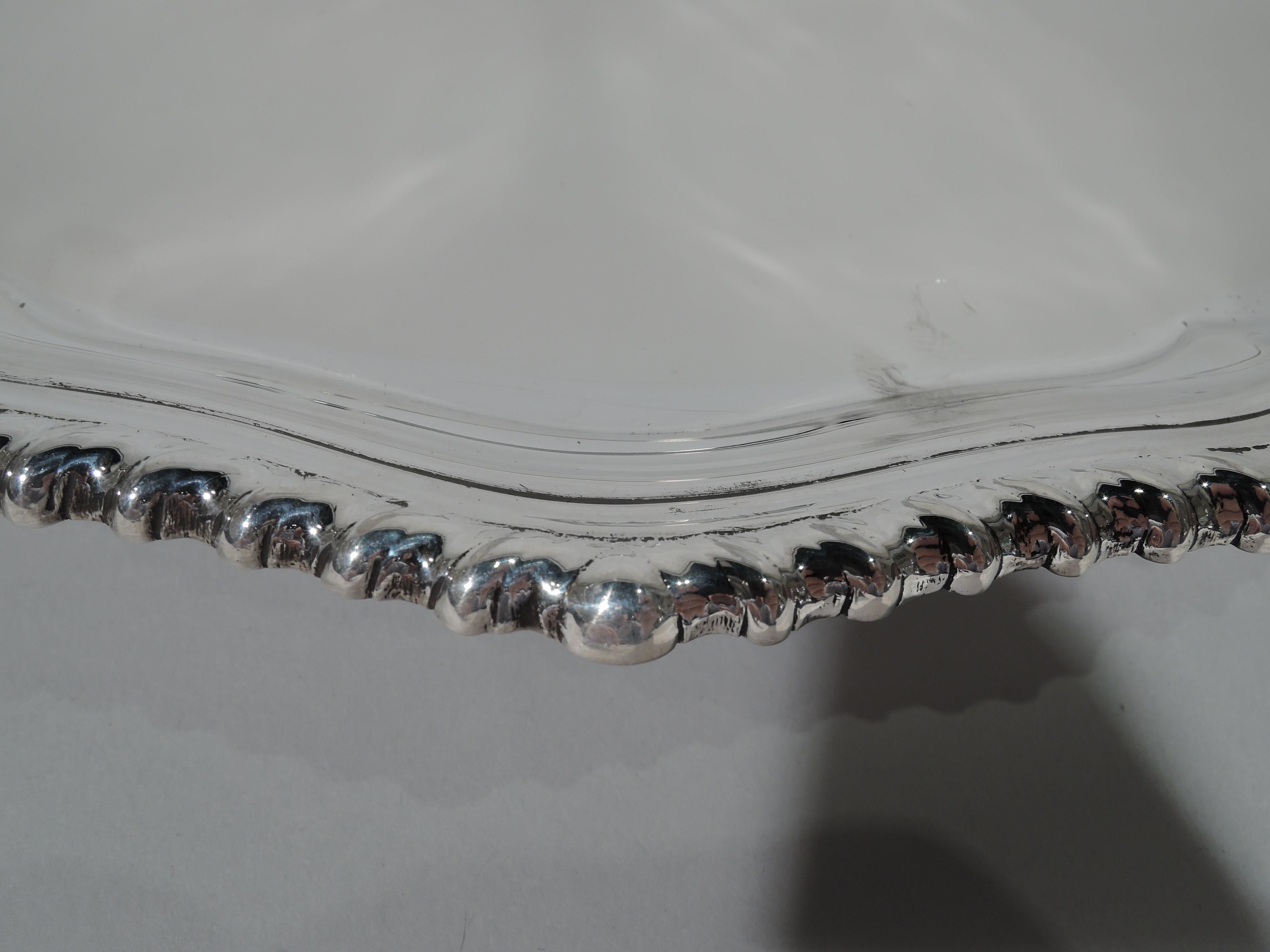 Late 20th Century Traditional English Georgian Style Sterling Silver Salver Tray