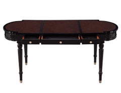 Traditional English Leather Top Black Lacquered Writing Desk