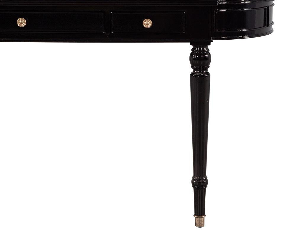 Contemporary Traditional English Leather Top Black Lacquered Writing Desk For Sale