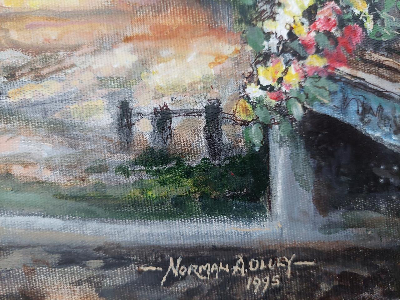 Traditional English Painting A Monastery Garden, England, View from Interior In Excellent Condition For Sale In Cirencester, GB
