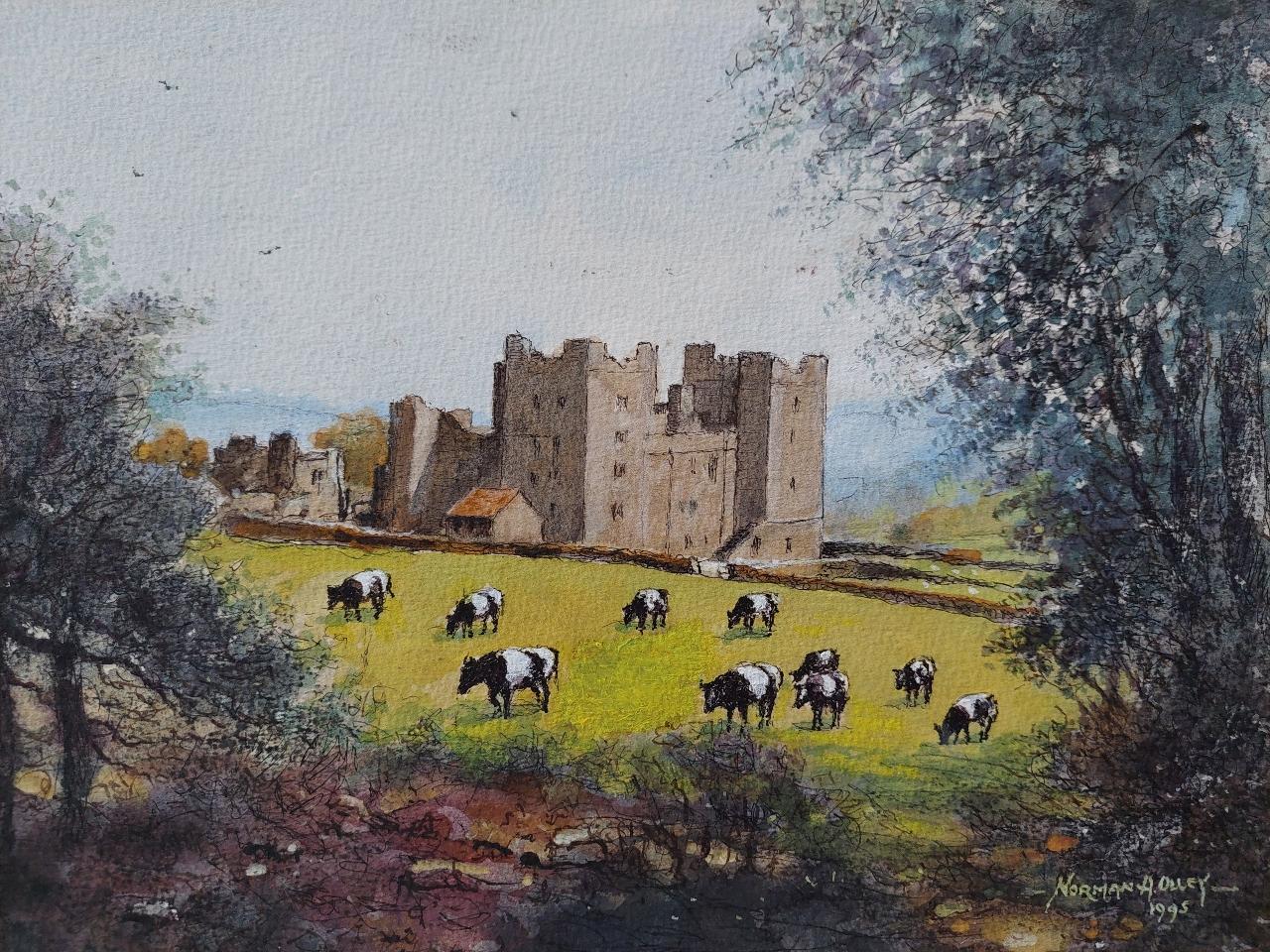 Traditionelles englisches Gemälde, Bolton Castle in Yorkshire, England (20. Jahrhundert) im Angebot