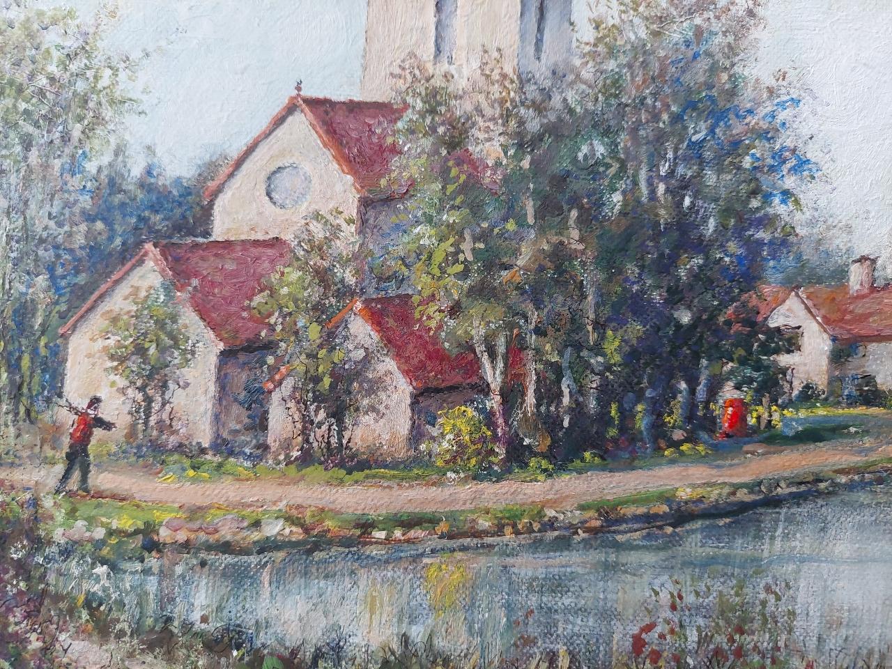 Traditional English Painting Church at Weston Green, Thames Ditton, Surrey For Sale 1
