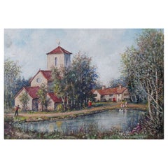 Traditional English Painting Church at Weston Green, Thames Ditton, Surrey