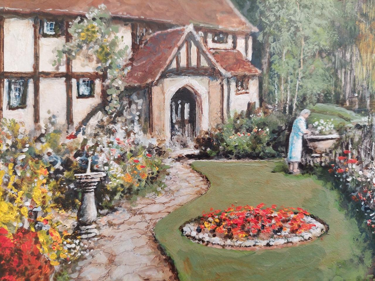 Other Traditional English Painting Cottage by the River Thames Near London For Sale
