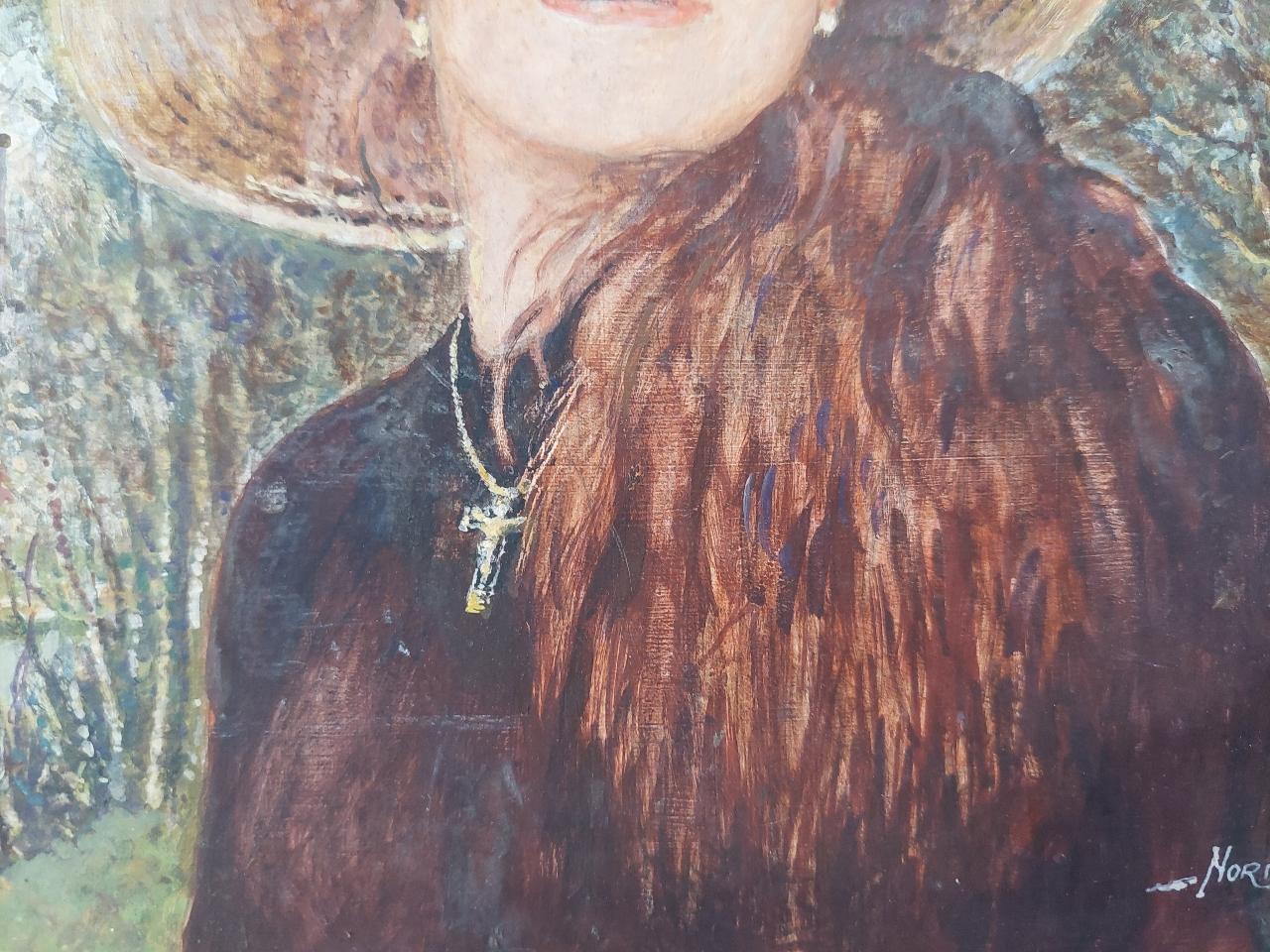 Traditional English Painting Portrait of Girl with Auburn Hair in Surrey England For Sale 4