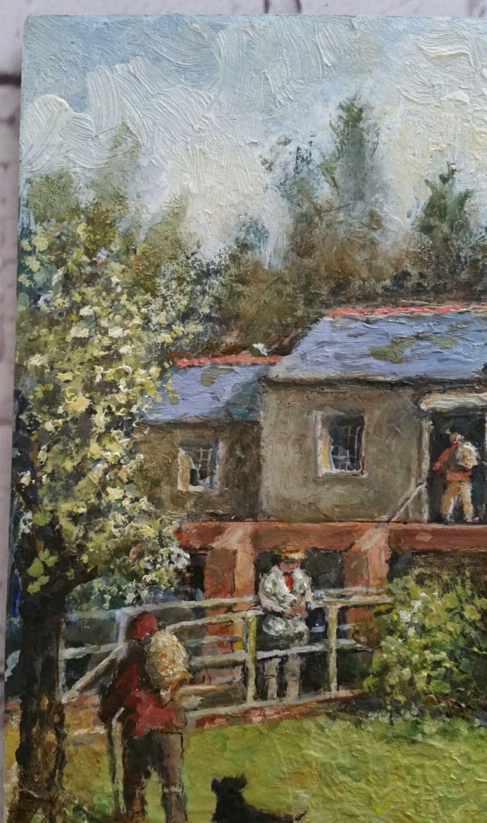 Traditional English Painting Watermill at Tresmeer Cornwall, Figures at Work For Sale 1