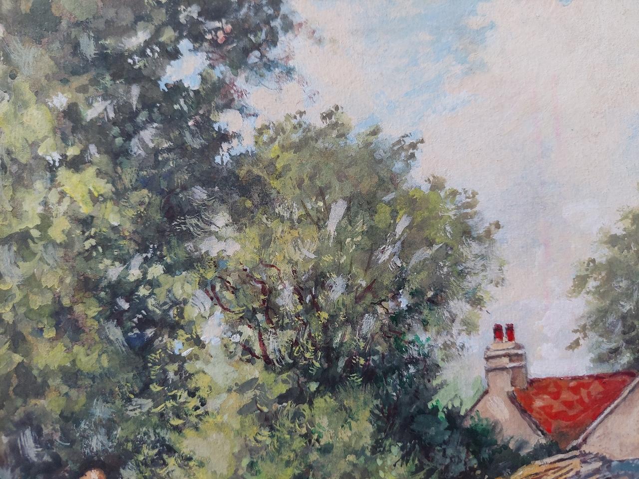 Anglais Peinture traditionnelle anglaise - Estampes sur bois aux bras d'Alma, Weston Green, Surrey en vente