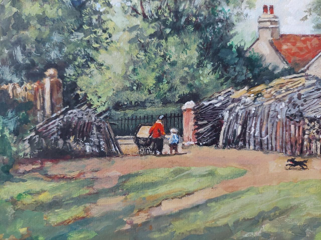 Traditional English Painting Woodstacks at the Alma Arms, Weston Green, Surrey For Sale 2