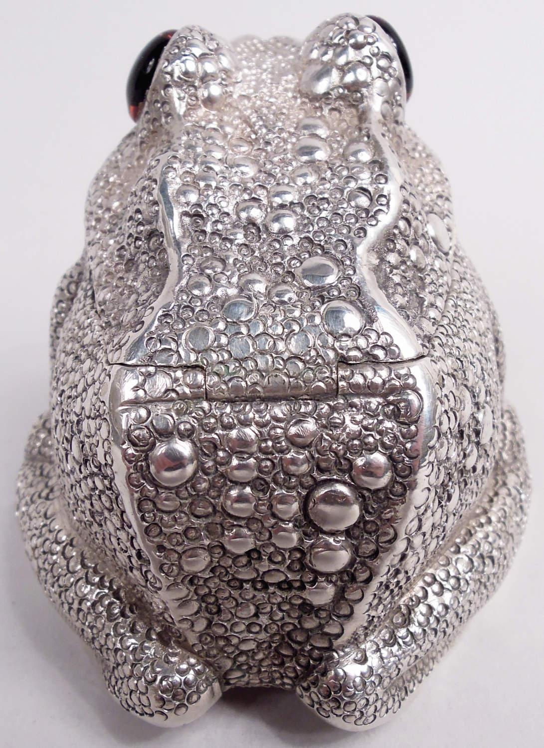 British Traditional English Sterling Silver Novelty Frog Mustard Pot, 1966-1967