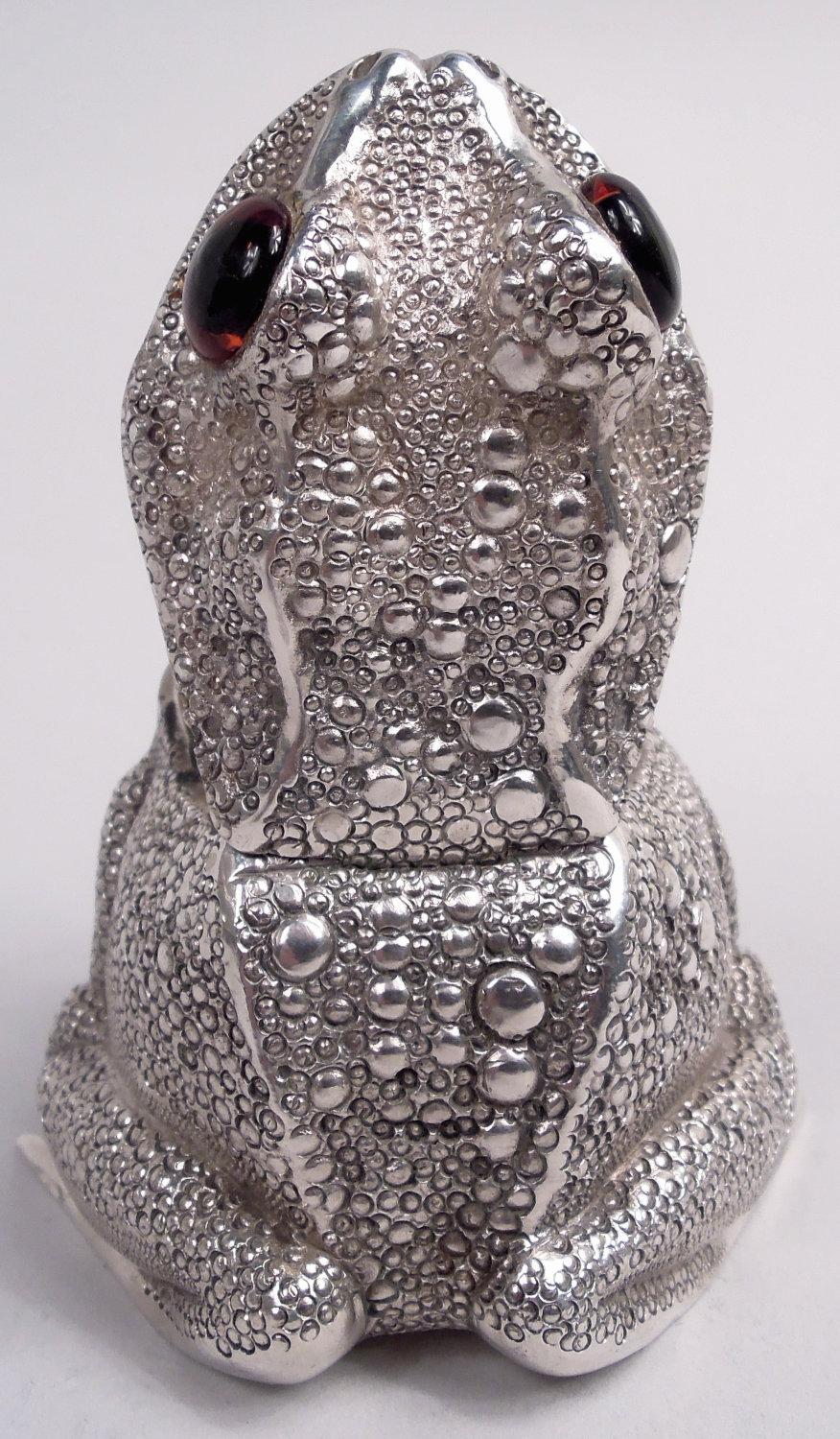 Traditional English Sterling Silver Novelty Frog Mustard Pot, 1966-1967 1