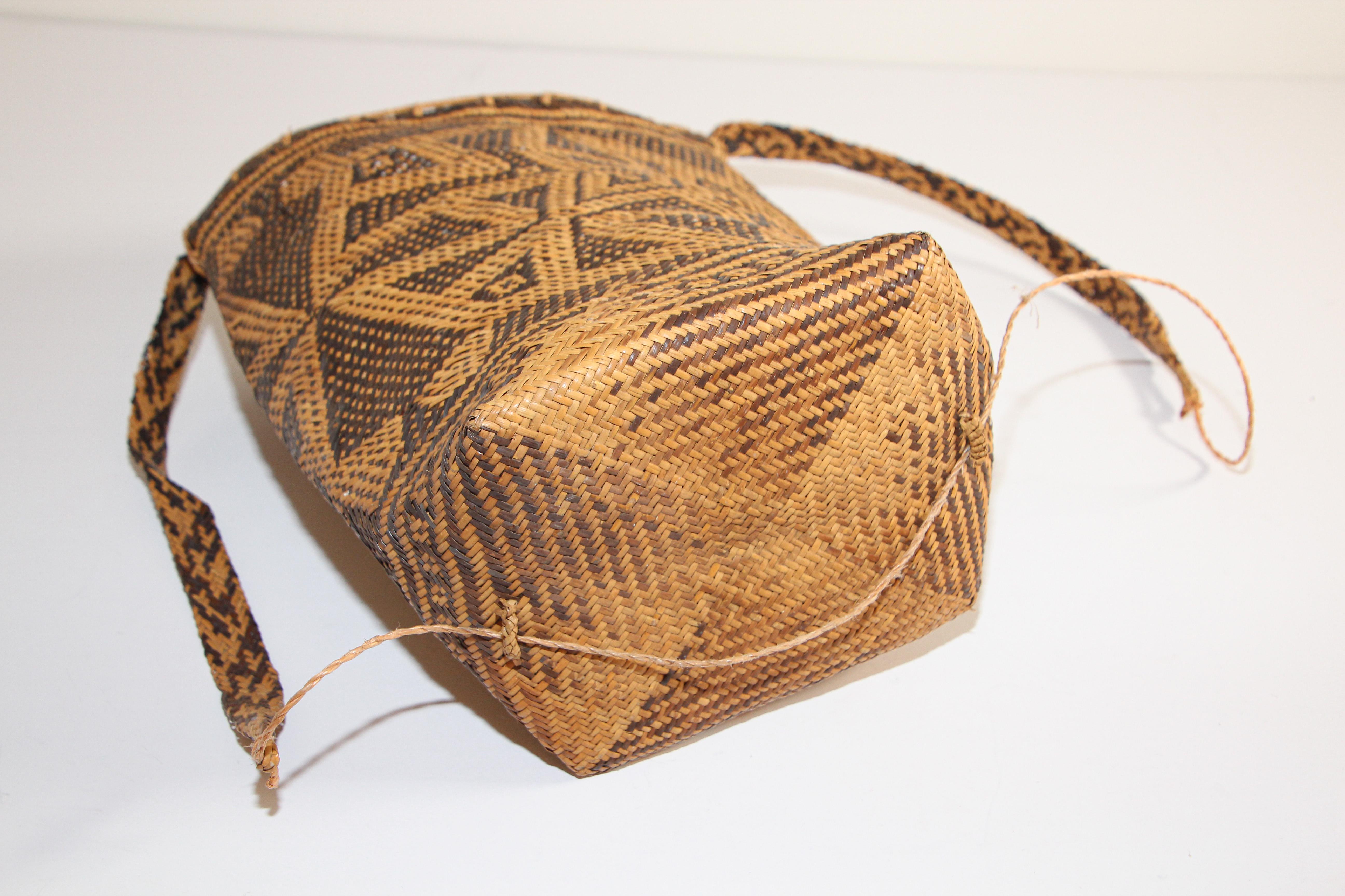Folk Art Traditional Ethnic Woven Ajat Basket Borneo Indonesia For Sale